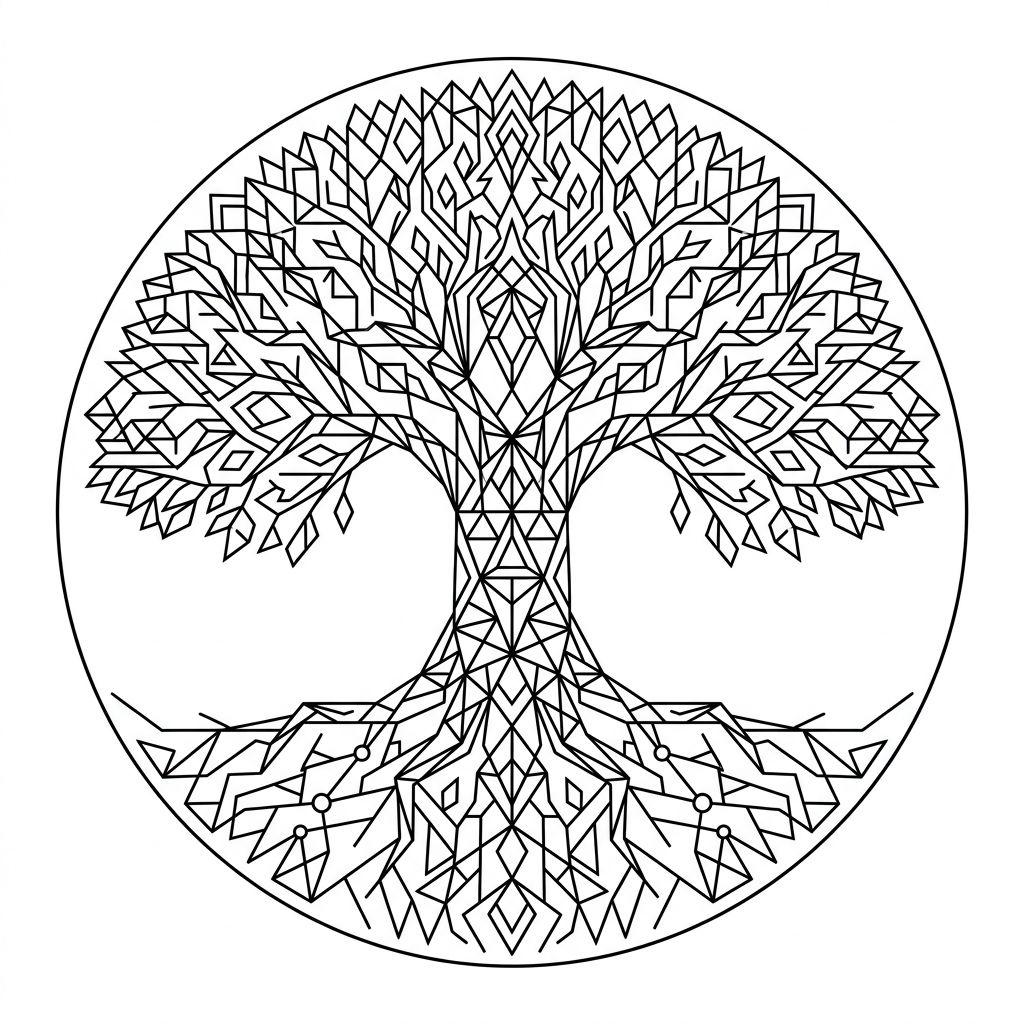 lebensbaum-tattoo geometrischer kreis