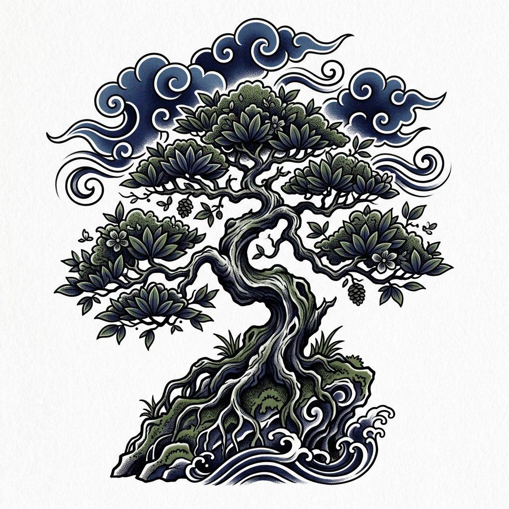 lebensbaum-tattoo japanischer bonsai