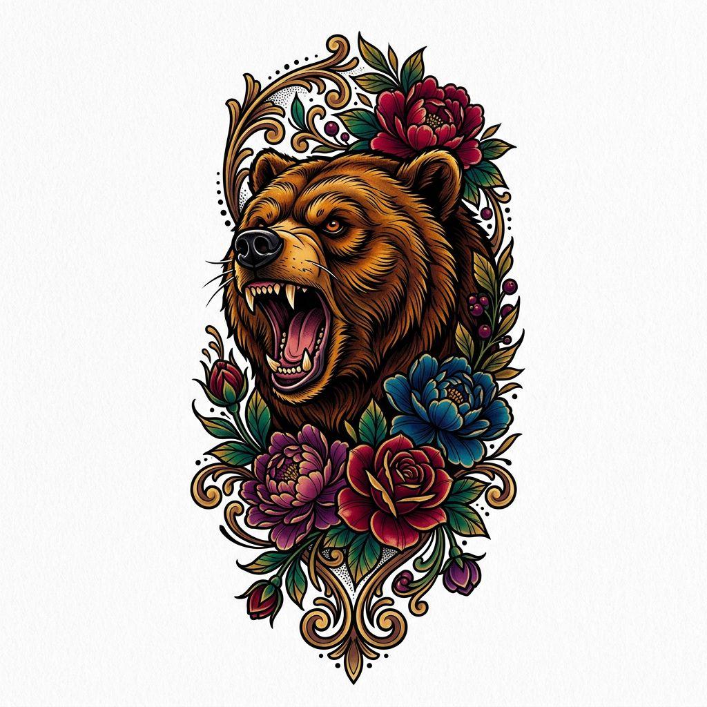 unterarm mann-tattoo neo-traditional bär