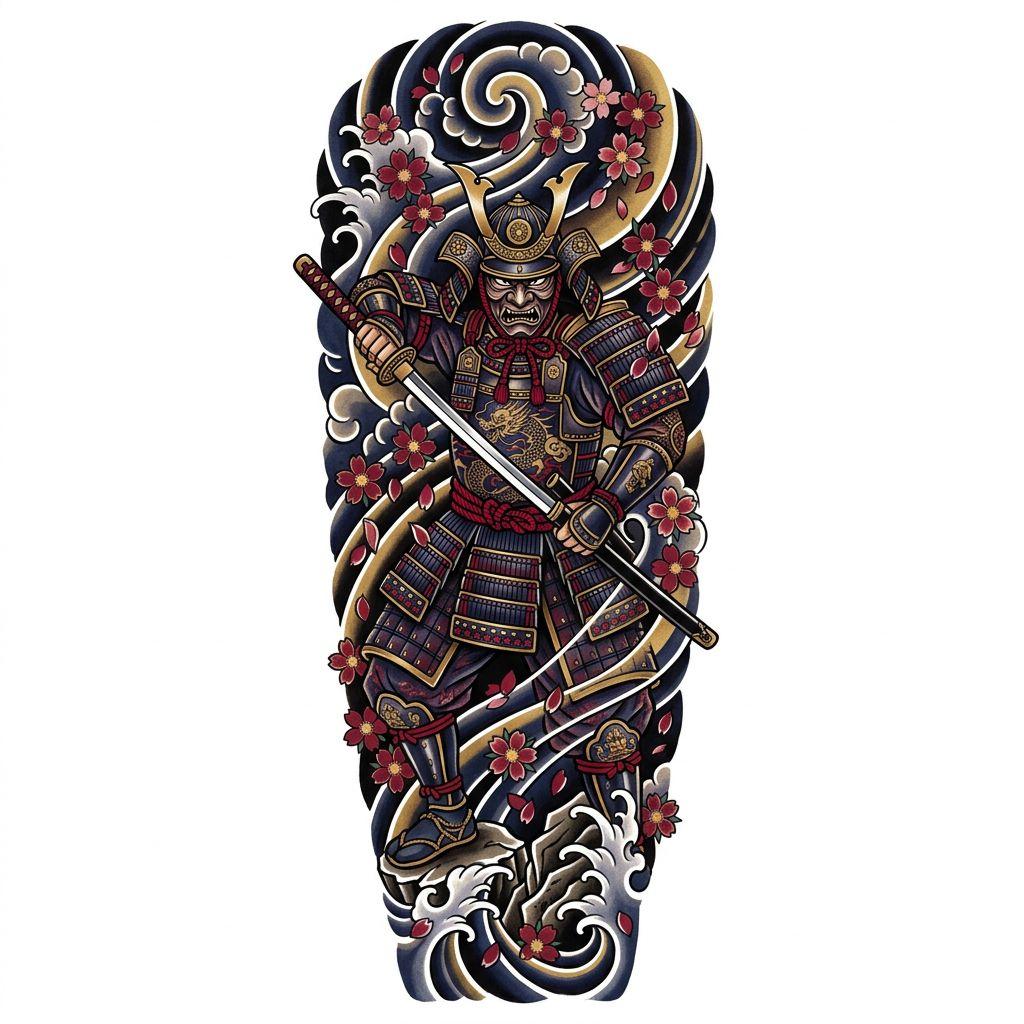unterarm mann-tattoo japanischer samurai