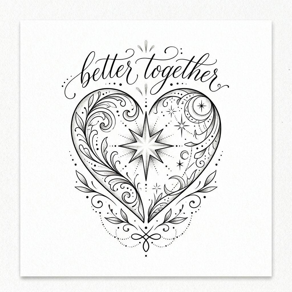 beste freundin-tattoo geteiltes herz, spirituell
