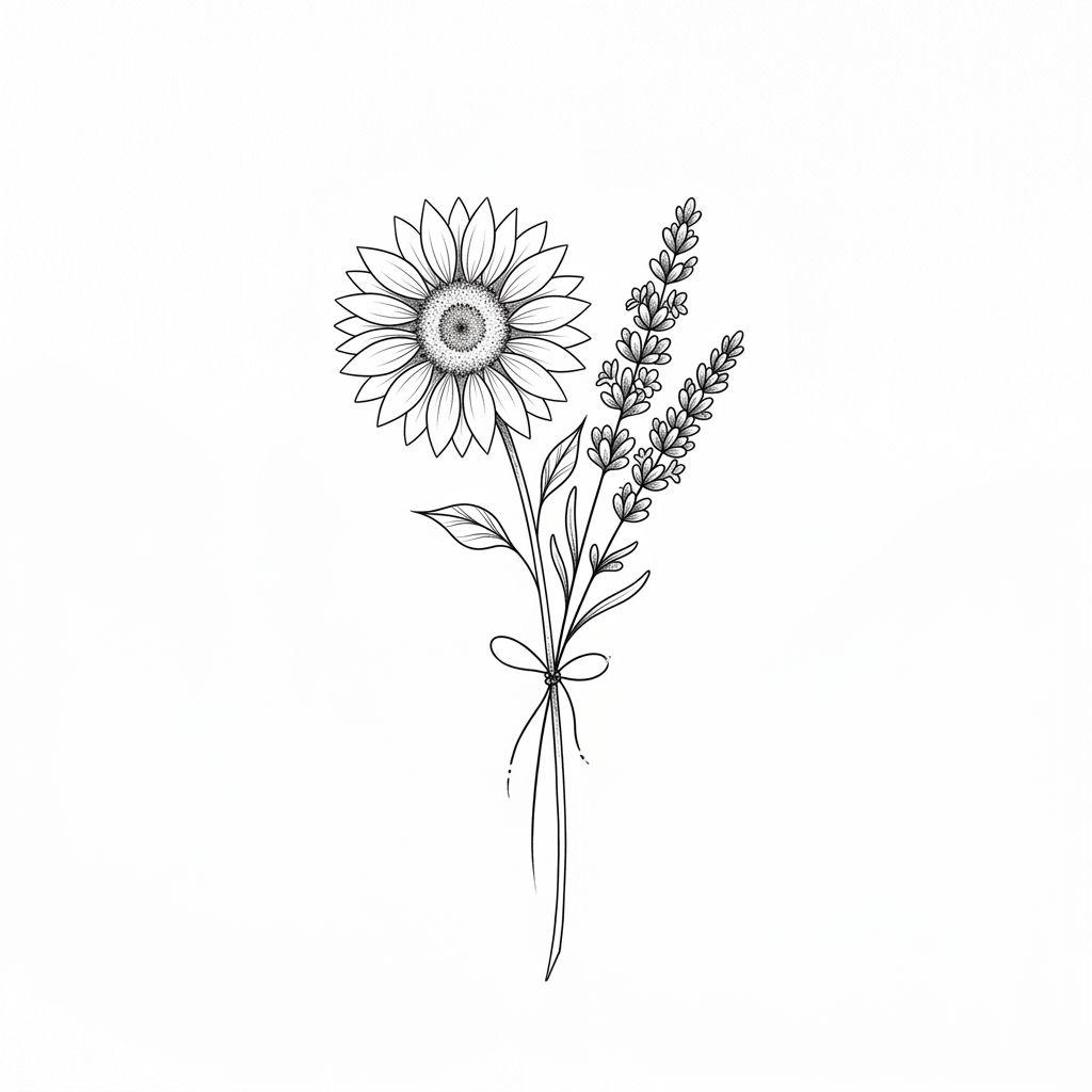 beste freundin-tattoo sonnenblume und lavendel