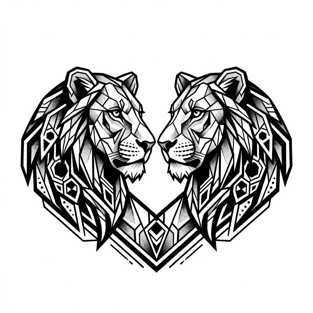 beste freundin-tattoo löwinnen in blackwork