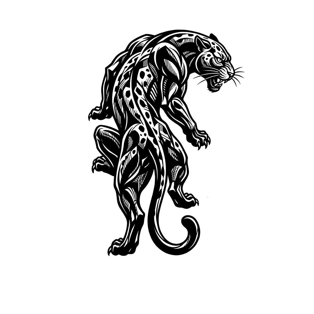 arm-tattoo panther blackwork