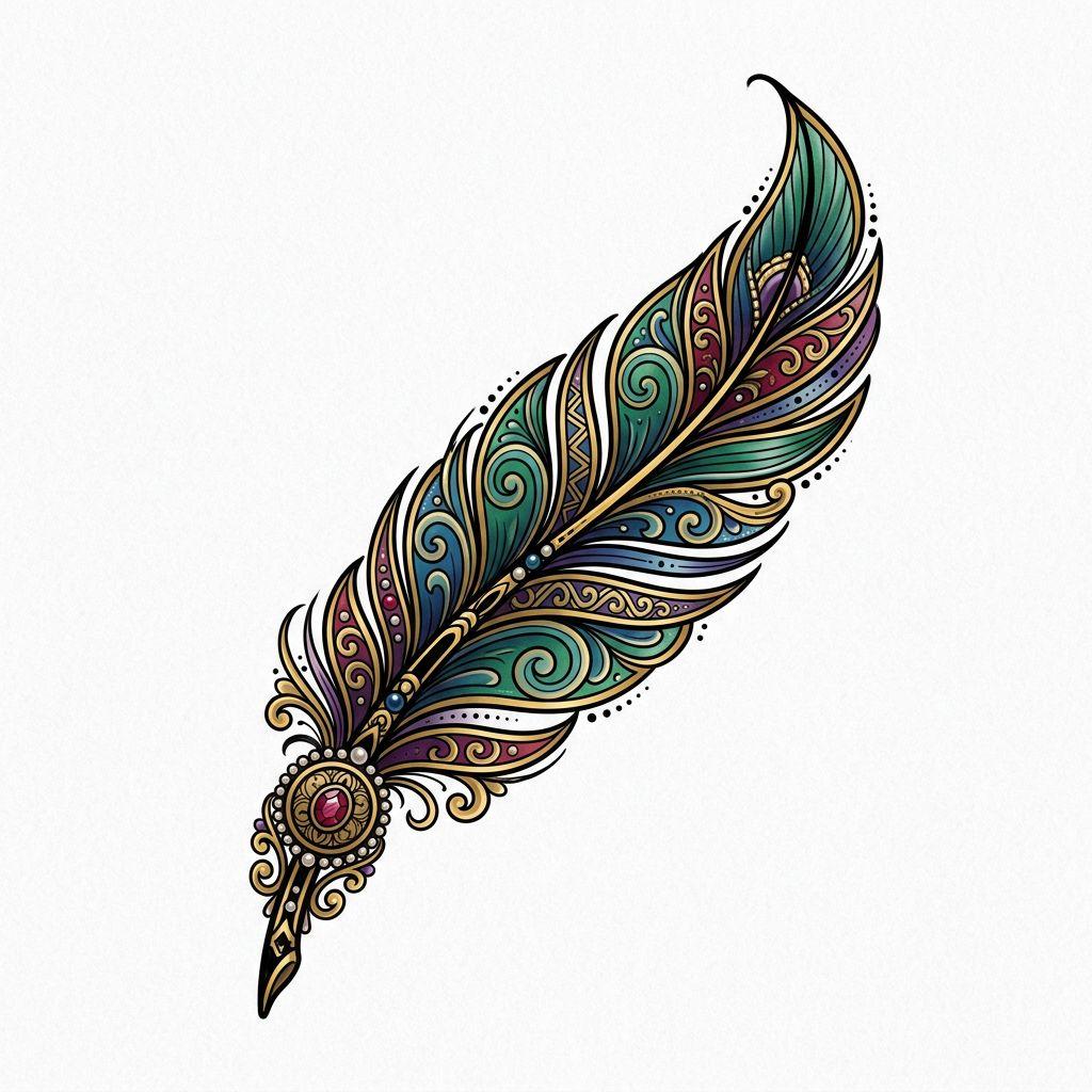 knöchel-tattoo neo-traditional feder