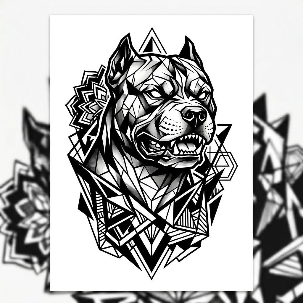 hund-tattoo hundekopf blackwork
