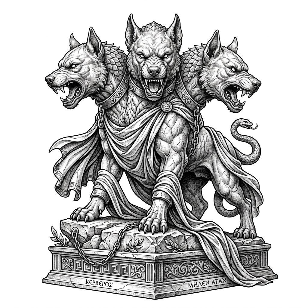 hund-tattoo mythologischer kerberos