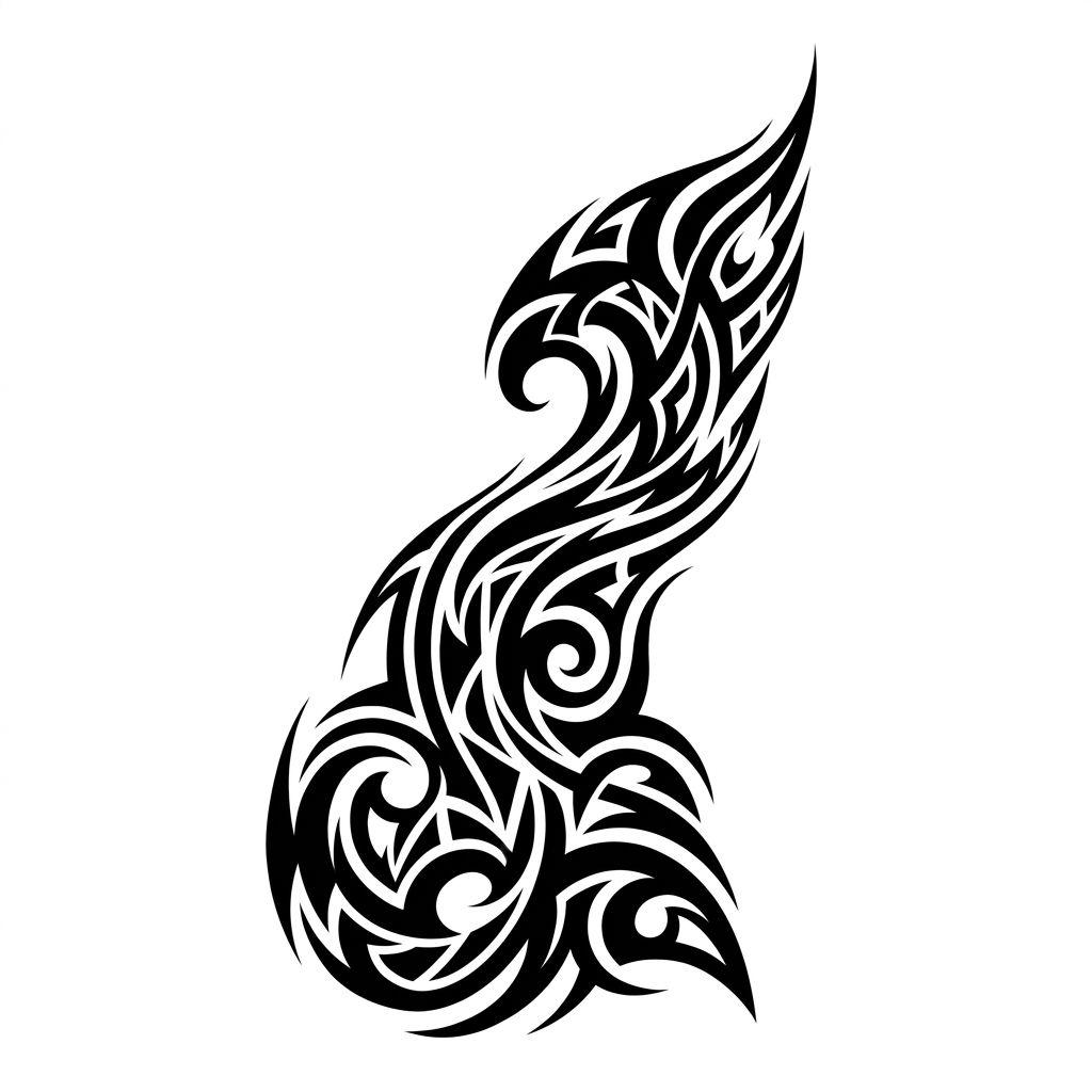 idée tatouage cou cou tribal courbe