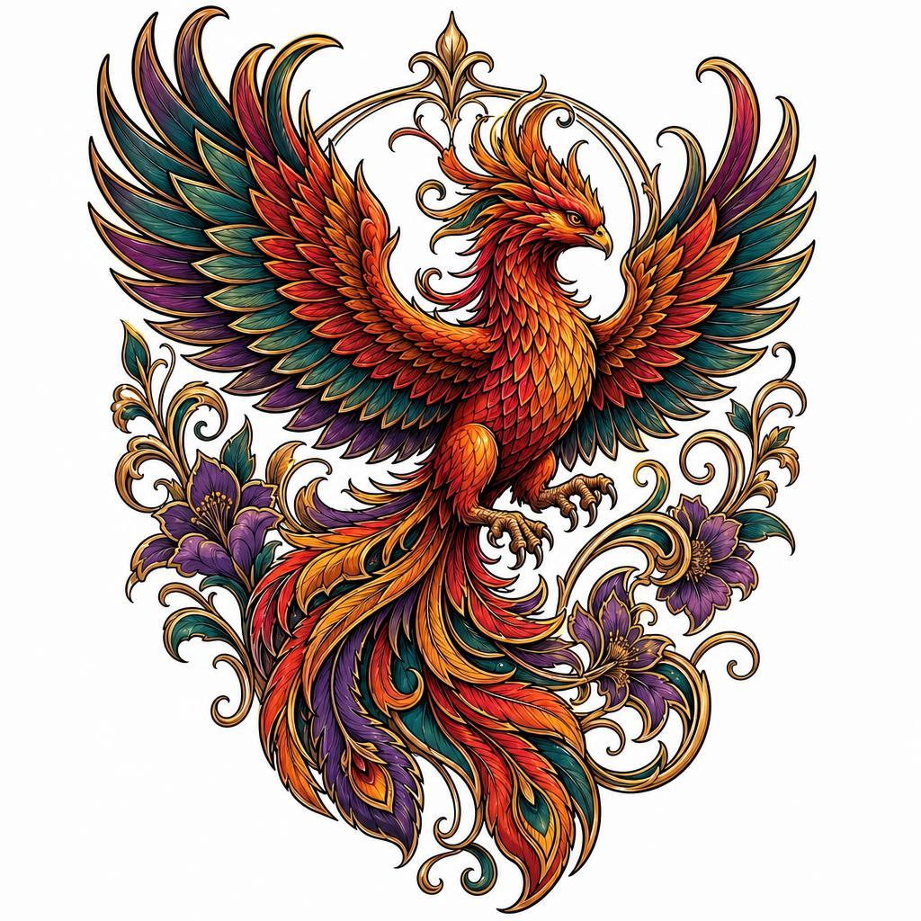 rücken-tattoo neo-traditional phönix