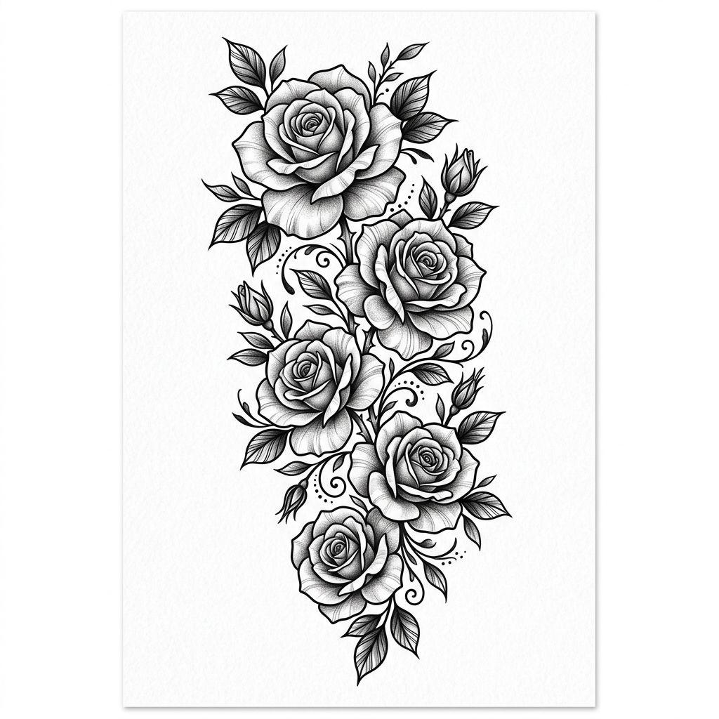 rücken-tattoo fallende rosen