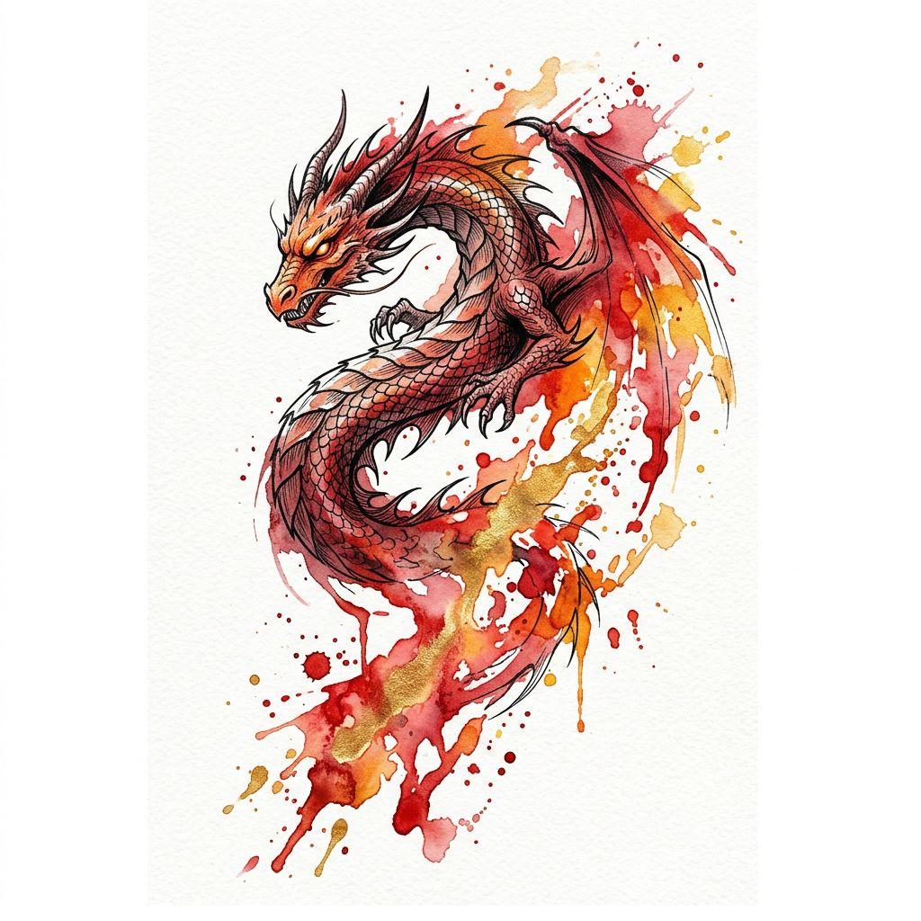 drache-tattoo drache watercolor lebendig