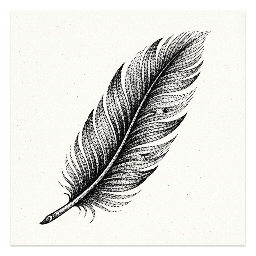 feder-tattoo feder im dotwork-stippling