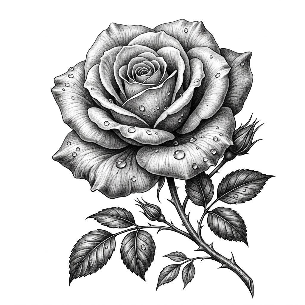 frau-tattoo realistische rose