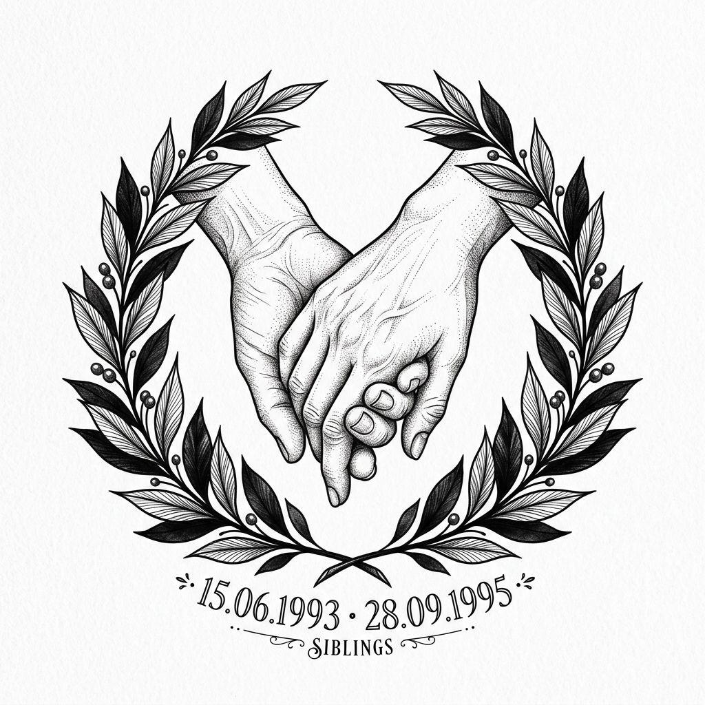 geschwister-tattoo premium illustrative hände