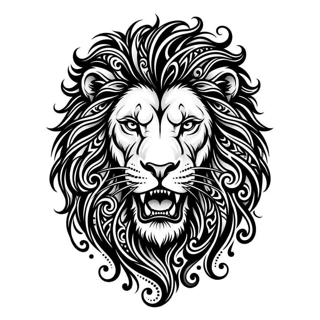 mann-tattoo blackwork-löwe