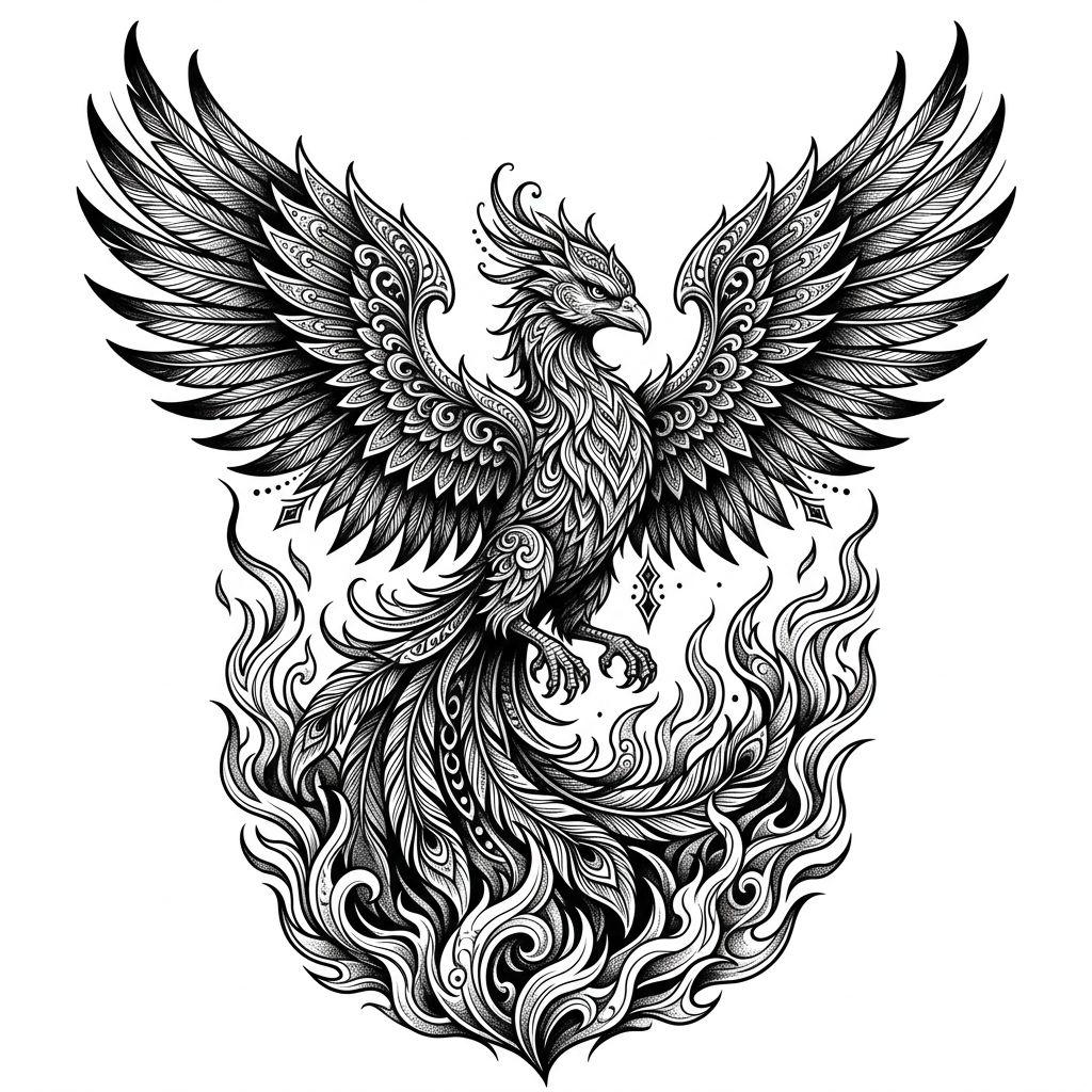 mann-tattoo künstlerischer phönix