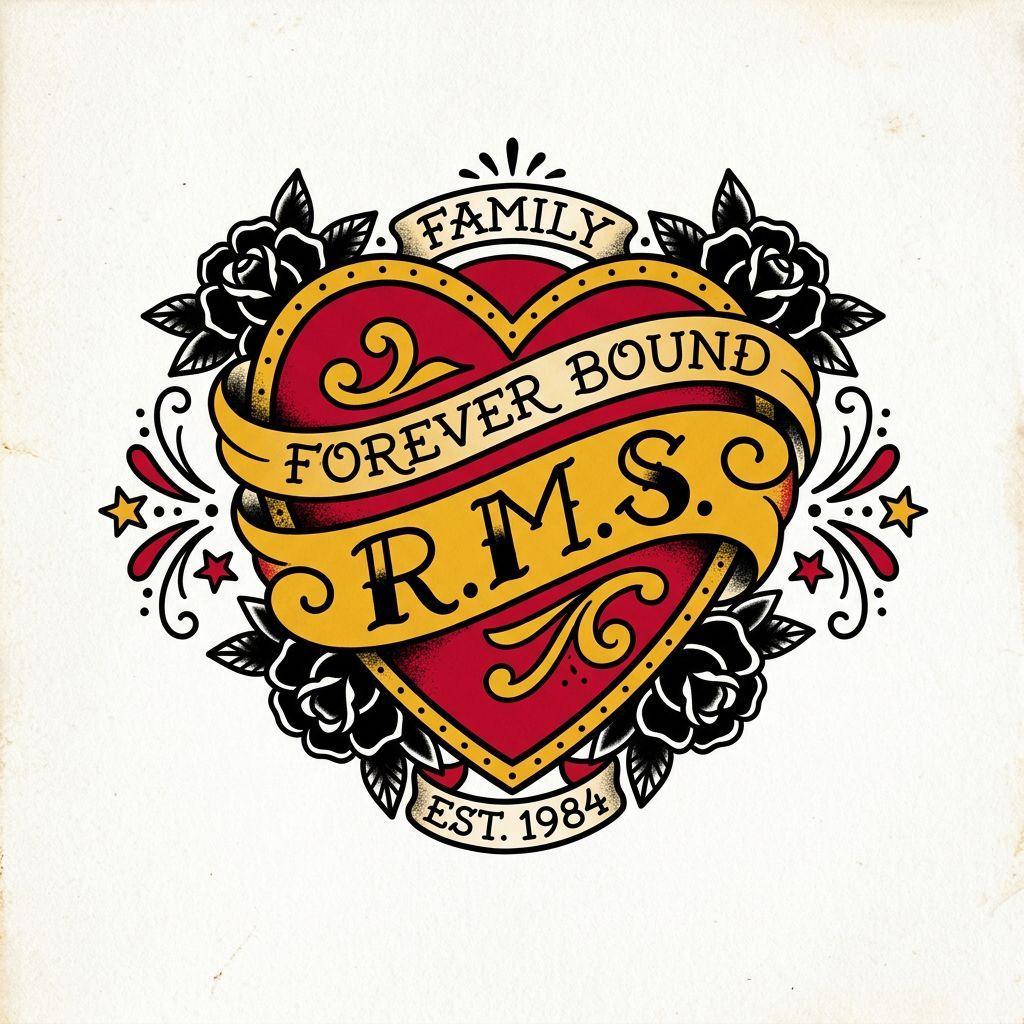 idée tatouage initiales famille initiales old school heart