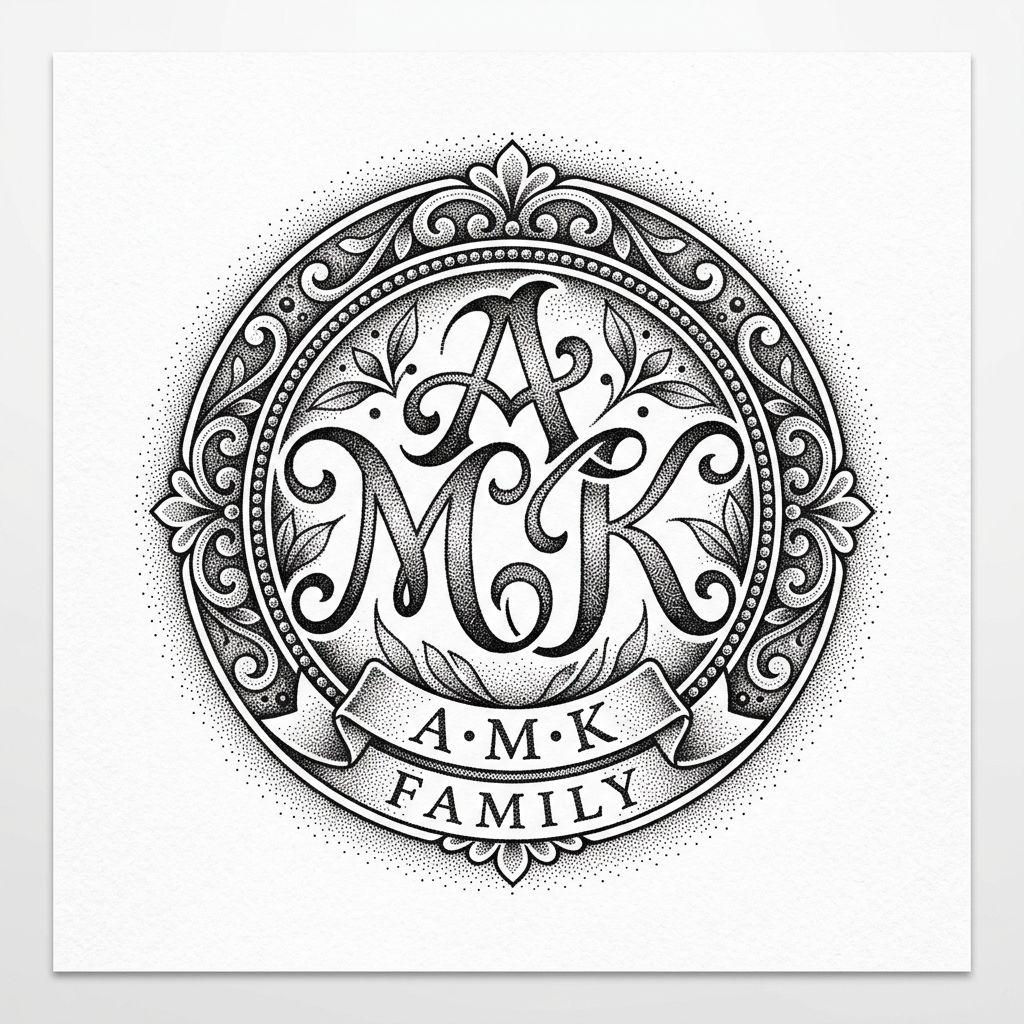 idée tatouage initiales famille initiales dotwork