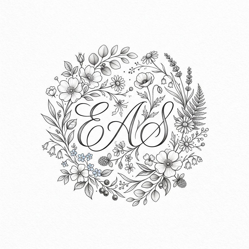 idée tatouage initiales famille initiales floral