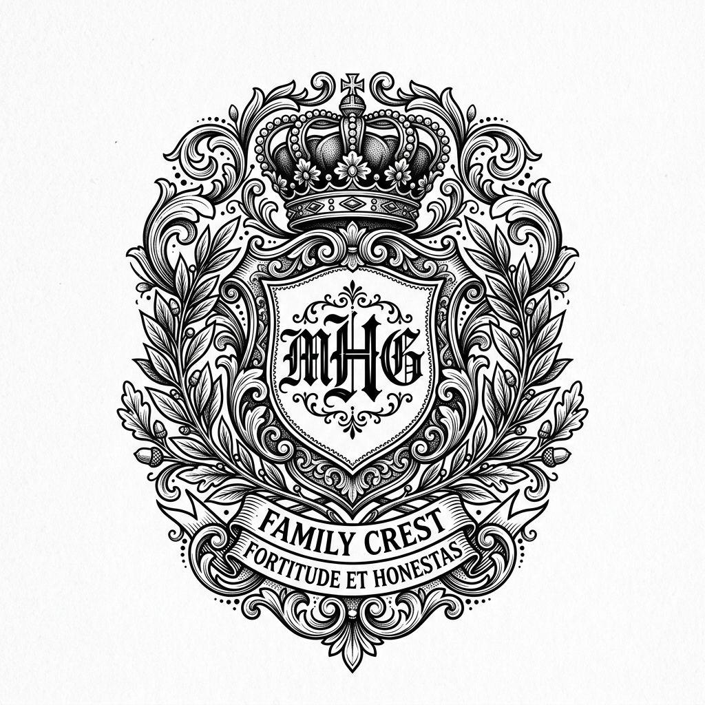 idée tatouage initiales famille initiales blason famille