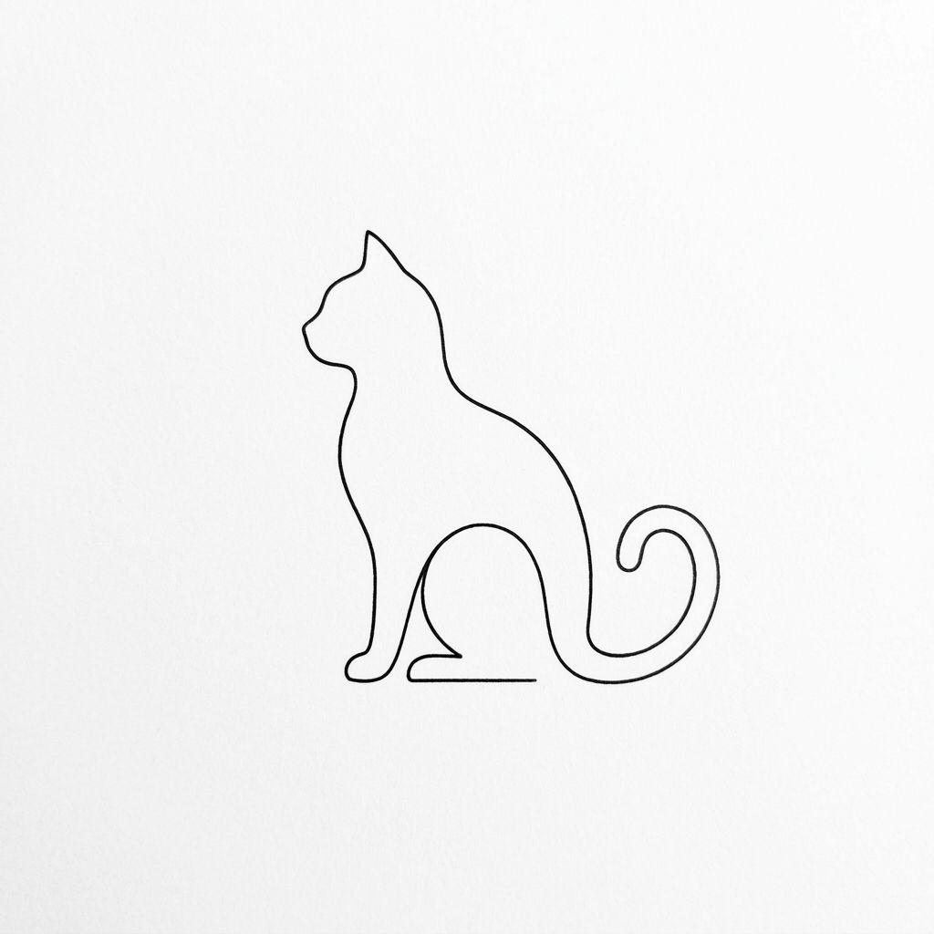 katze-tattoo minimalistische katzen-silhouette