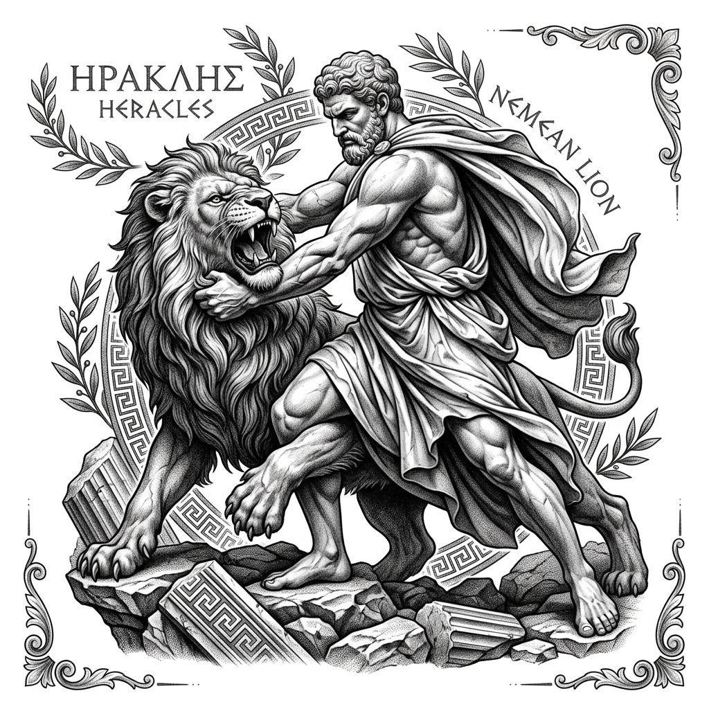löwe-tattoo mythologischer herkules