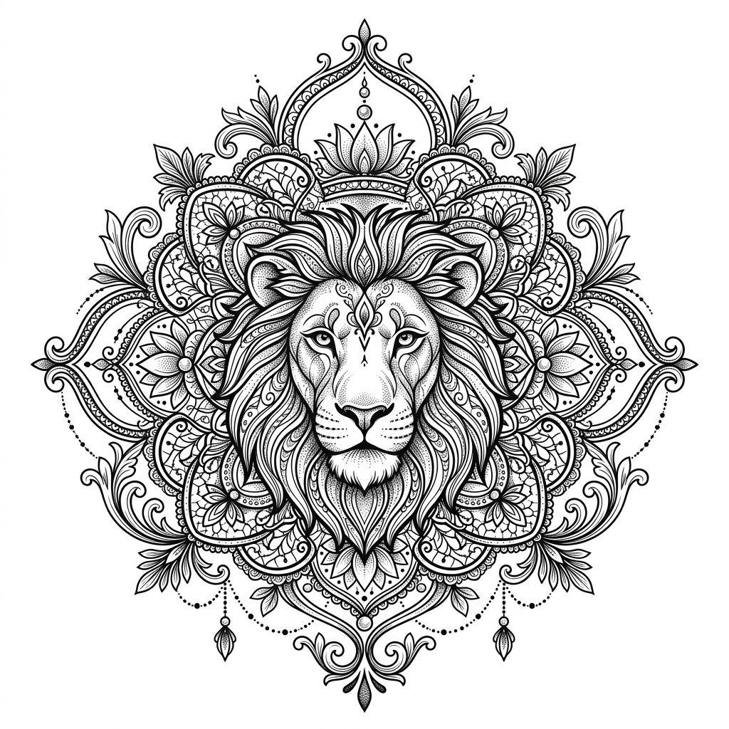 löwe-tattoo löwen-mandala