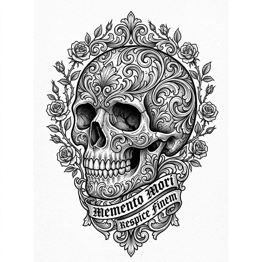 idée tatouage main homme crâne ornemental
