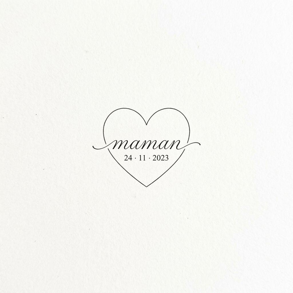 mama-tattoo herz mit datum als fineline
