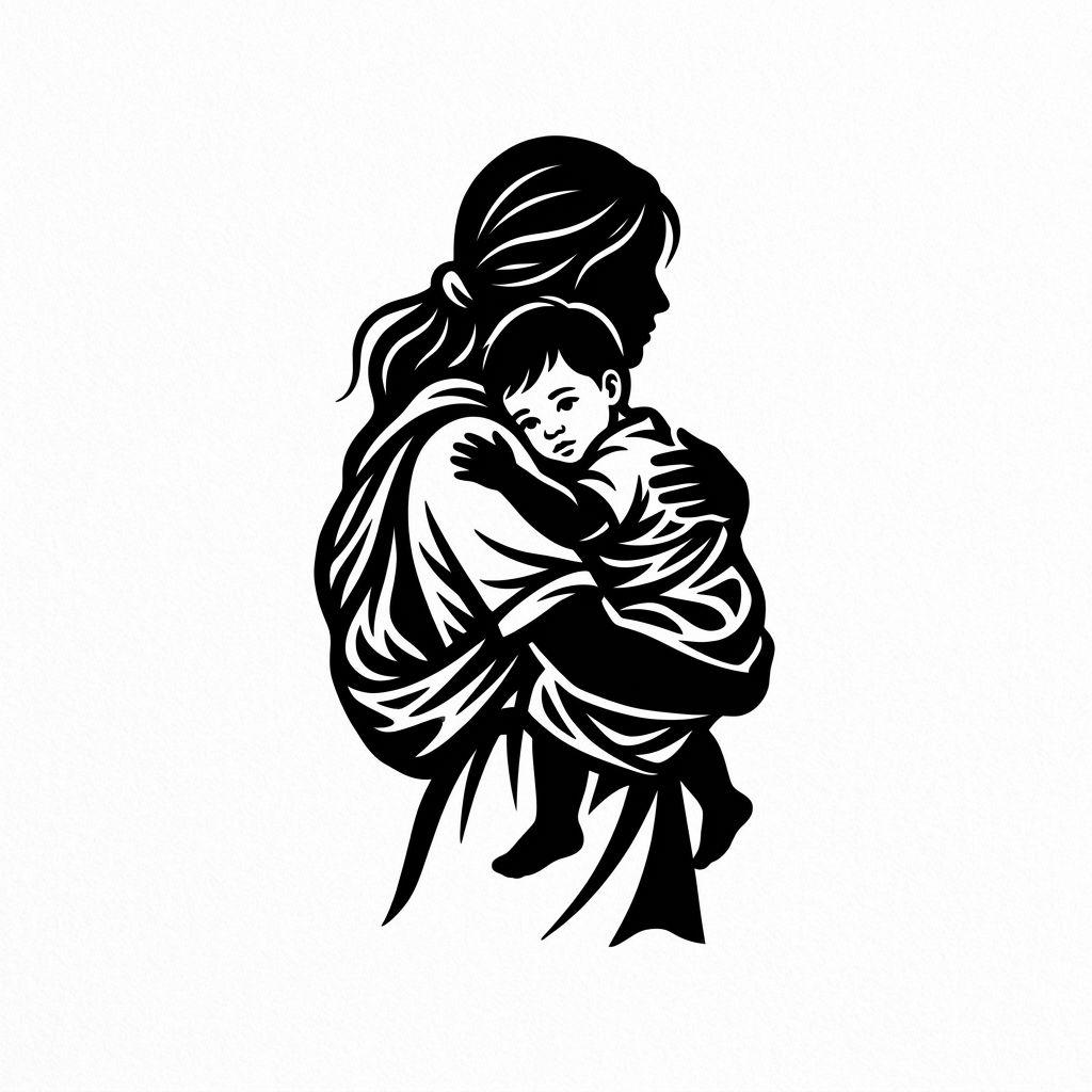 mama-tattoo mutter und kind blackwork