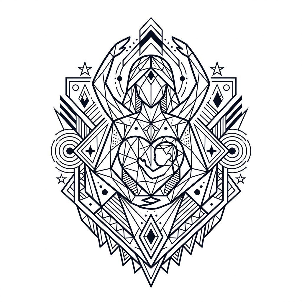 mama-tattoo geometrisches mutterschaft-symbol