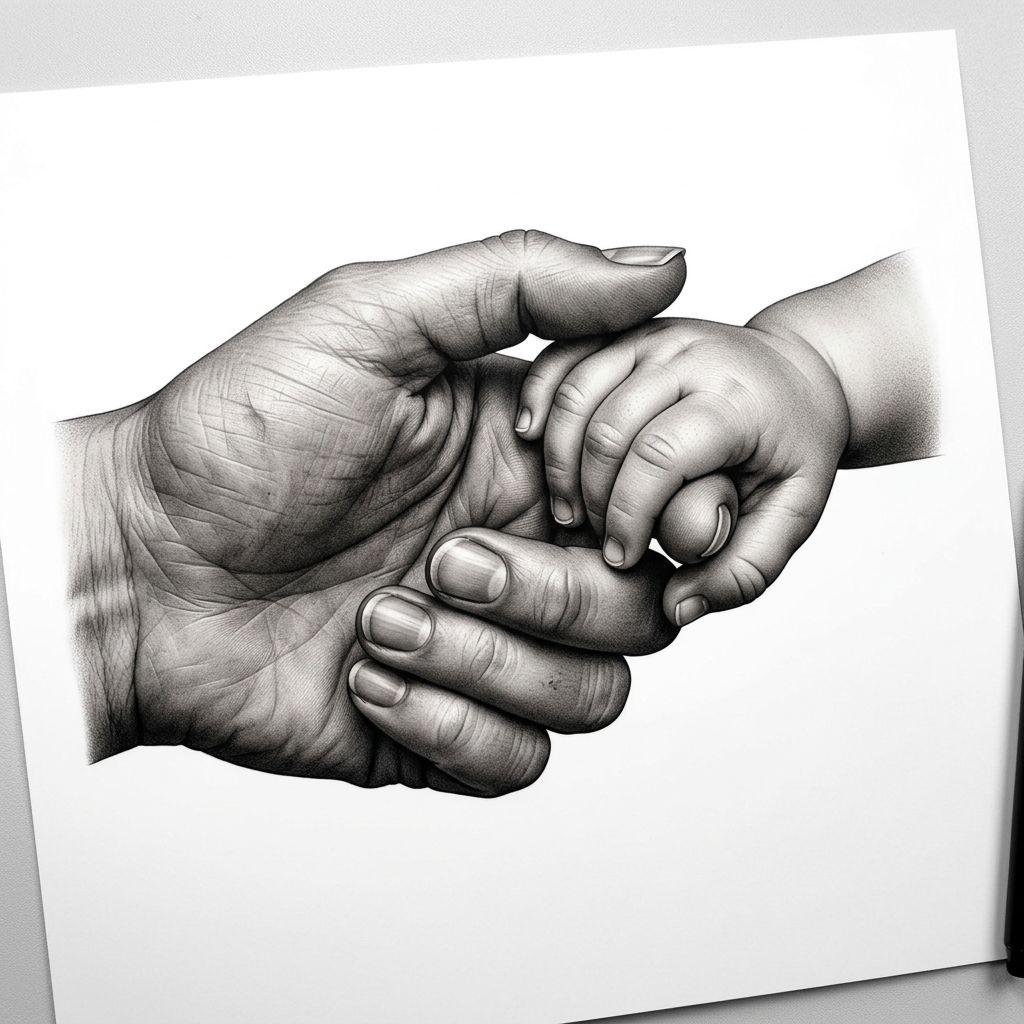 mama-tattoo realistische hände mutter und kind