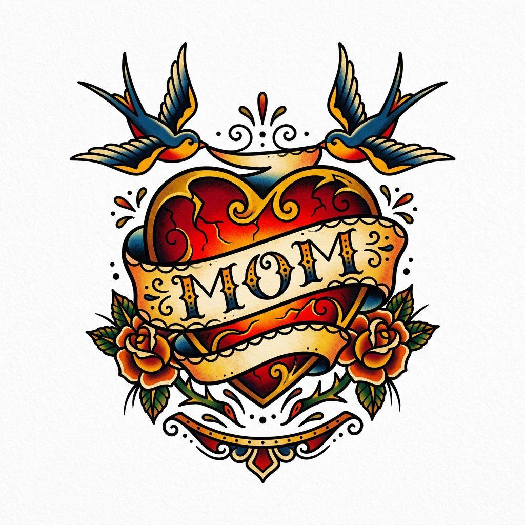 mama-tattoo old school herz "mom"