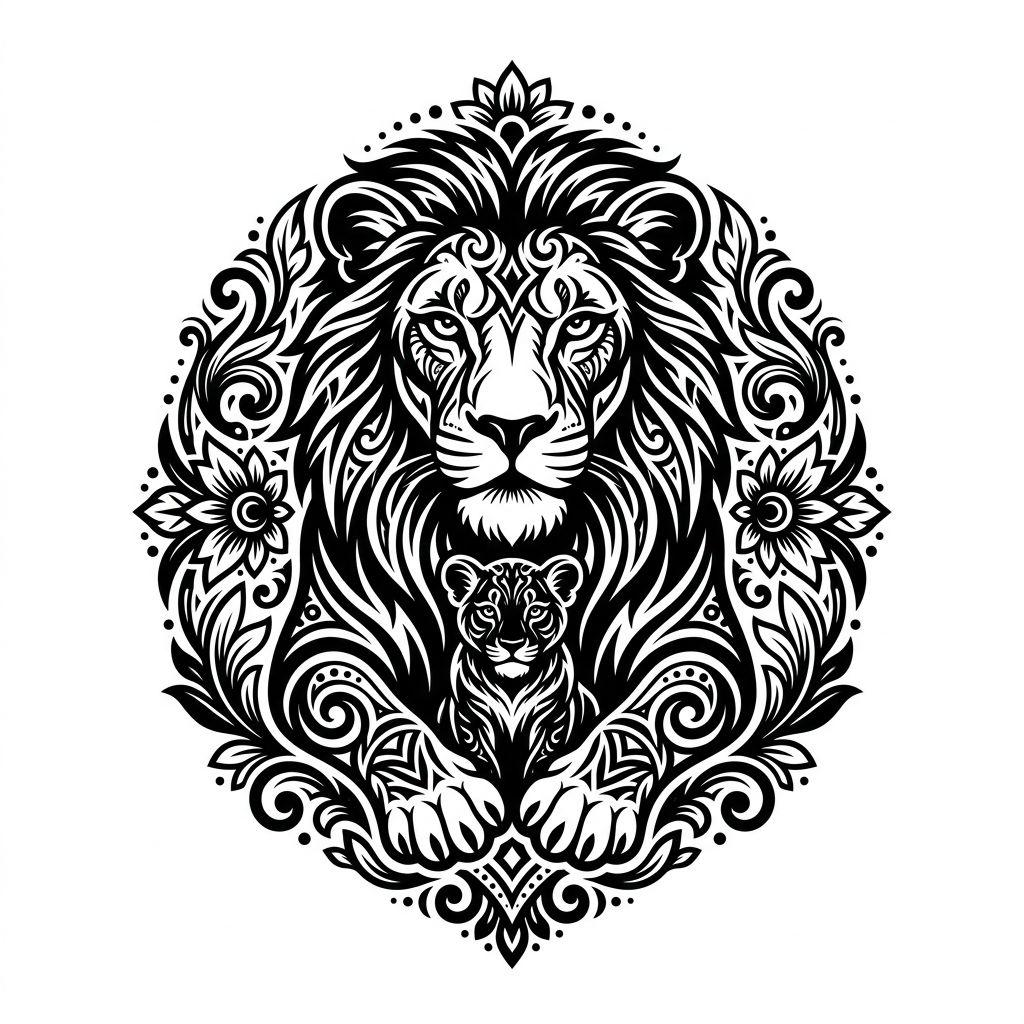 mama-tattoo schützende löwin