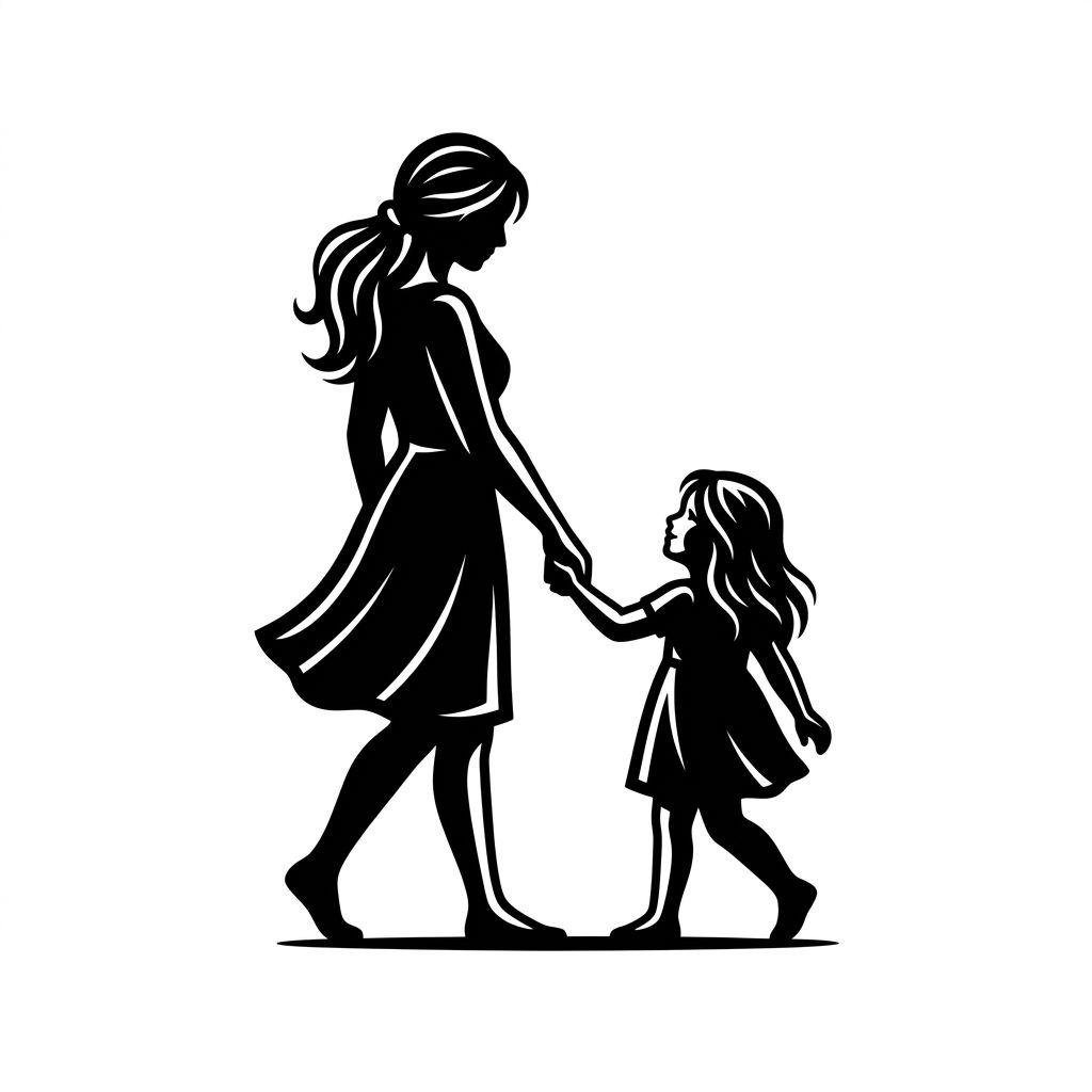 mutter-tochter-tattoo mutter und kind in blackwork