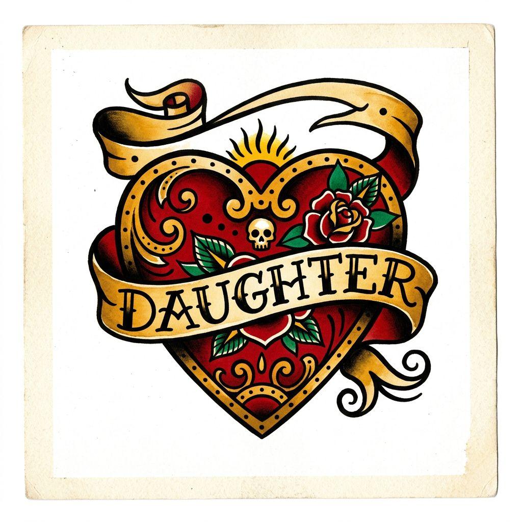 mutter-tochter-tattoo old-school-herz 'daughter'