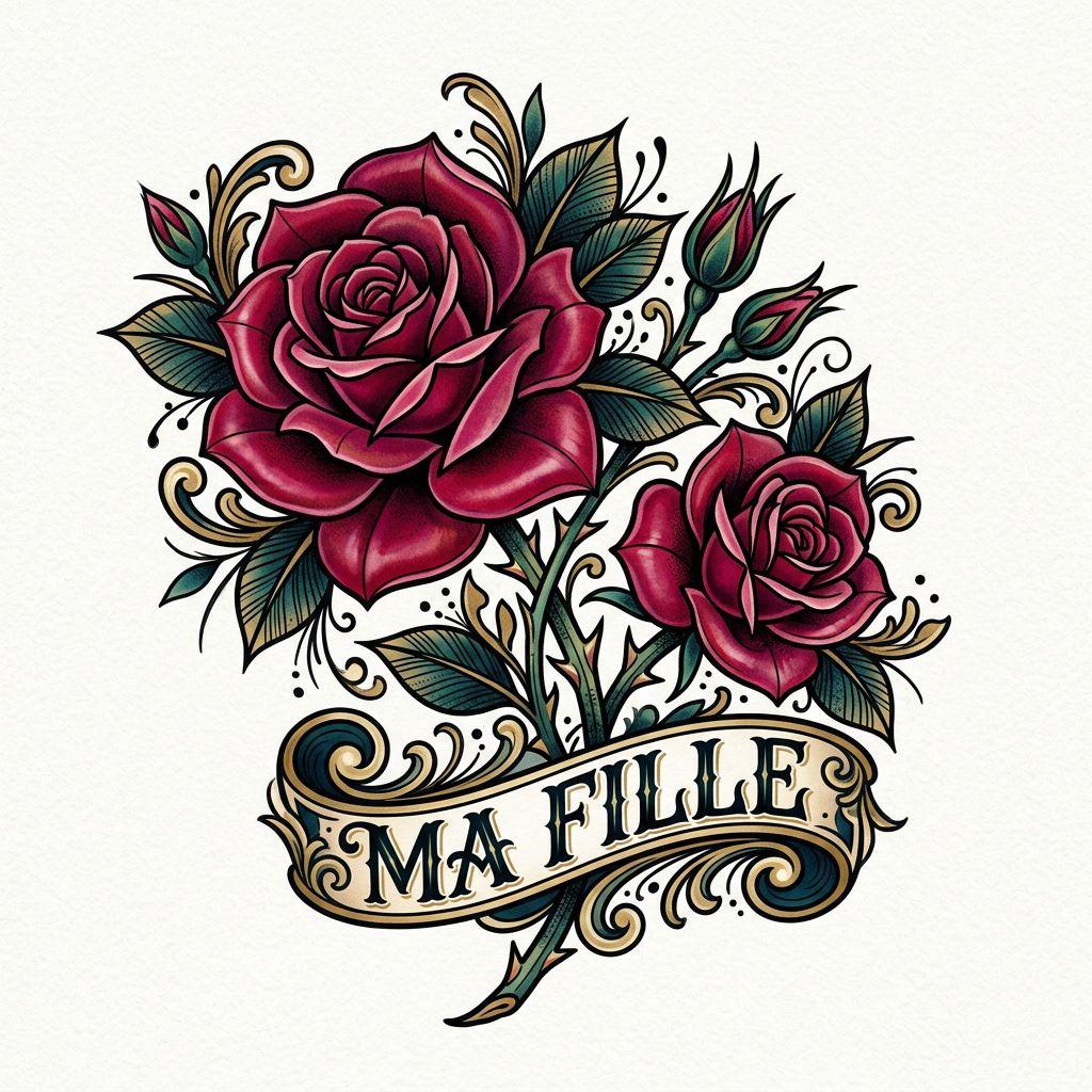 mutter-tochter-tattoo neo-traditional rosen