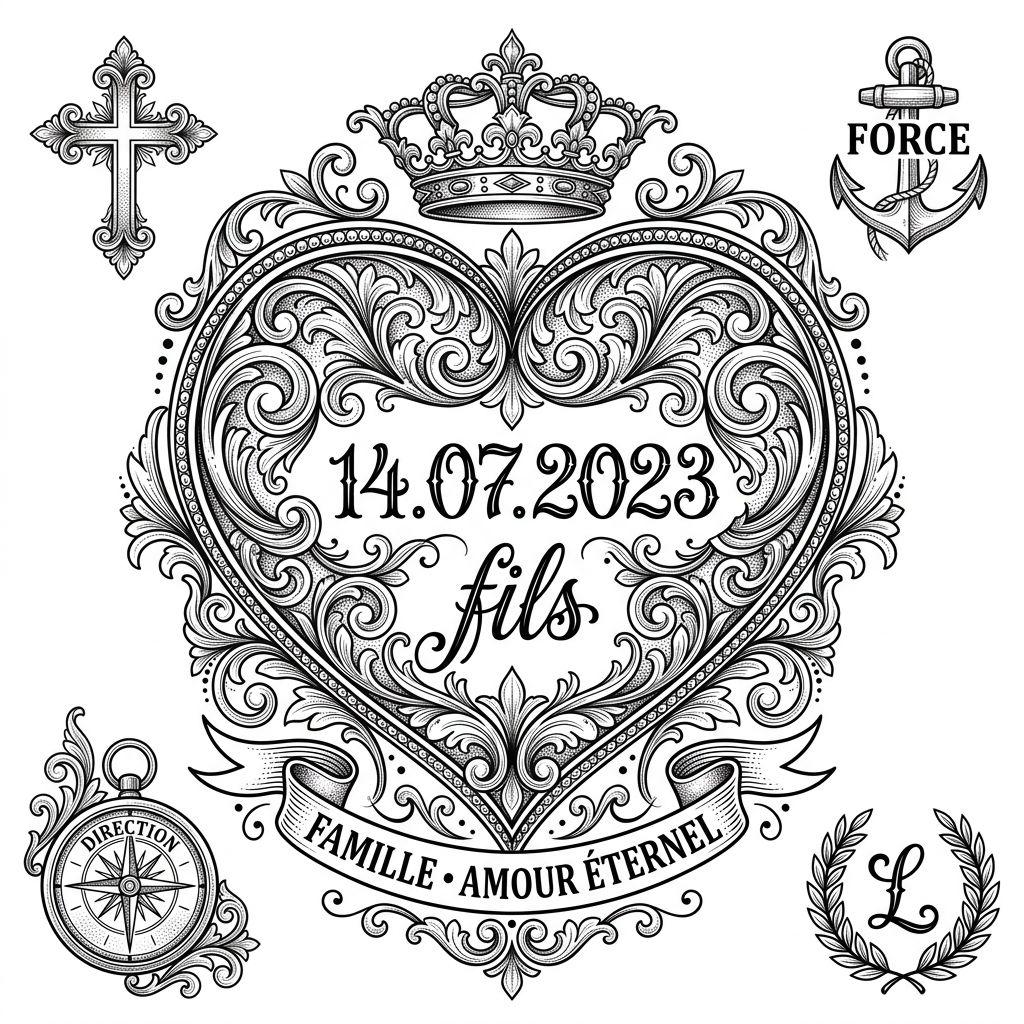 mutter-sohn-tattoo ornamentales herz "sohn"