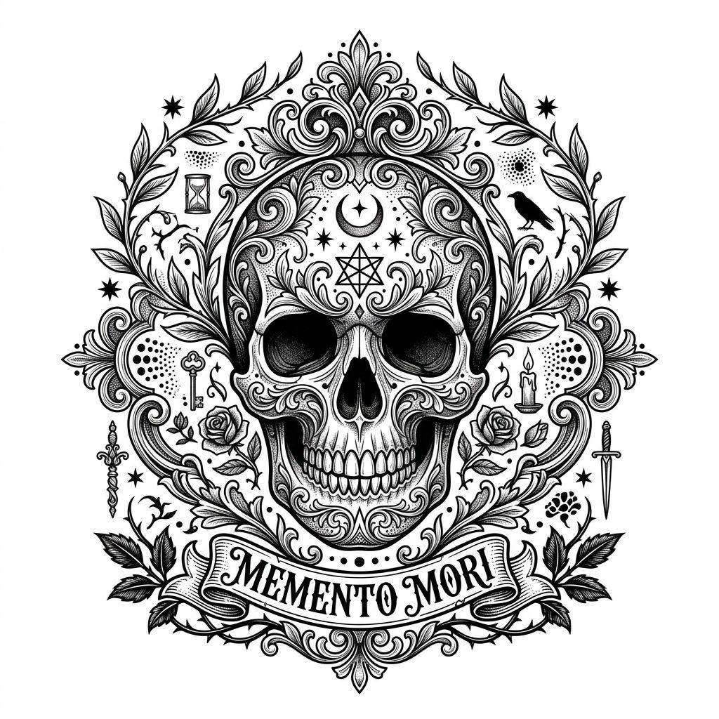 wade-tattoo illustrativer totenkopf