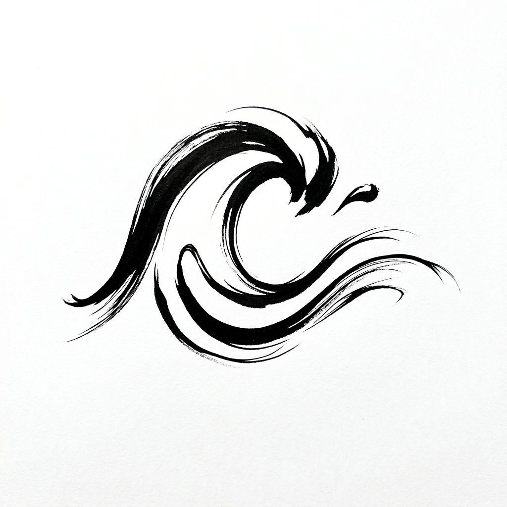 nacken-tattoo abstrakte welle