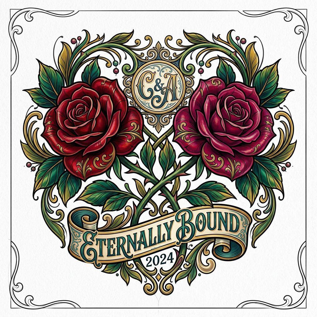 paar-tattoo rosen neo-traditional