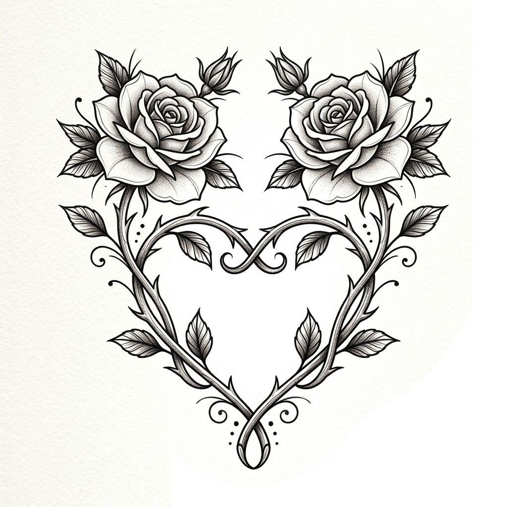 paar-tattoo verschlungene rosen