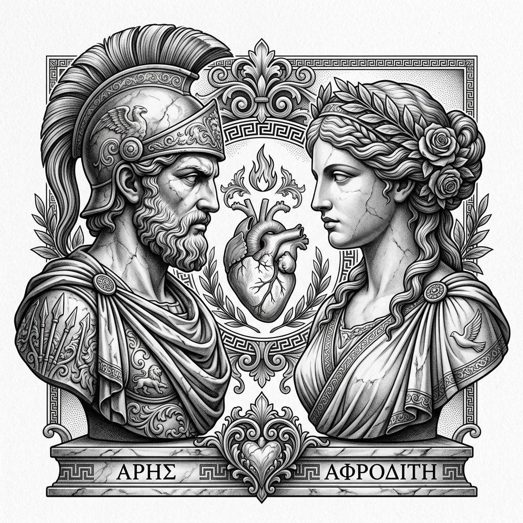 paar-tattoo ares und aphrodite