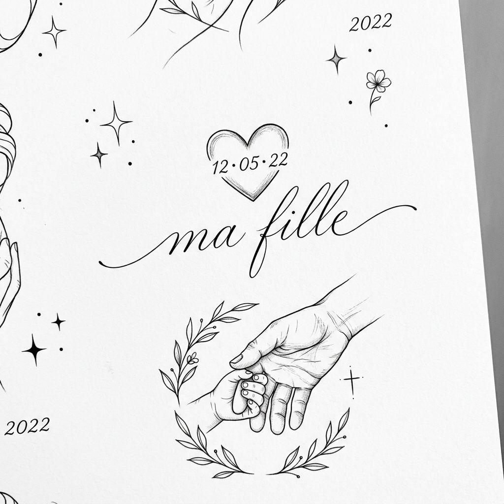 vater-tochter-tattoo geburtsdatum fineline