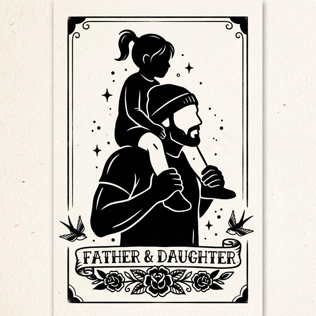 vater-tochter-tattoo vater und kind blackwork