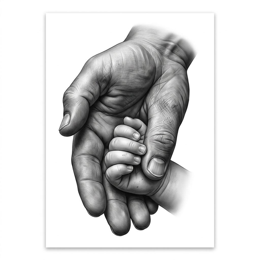 vater-tochter-tattoo realistische hände