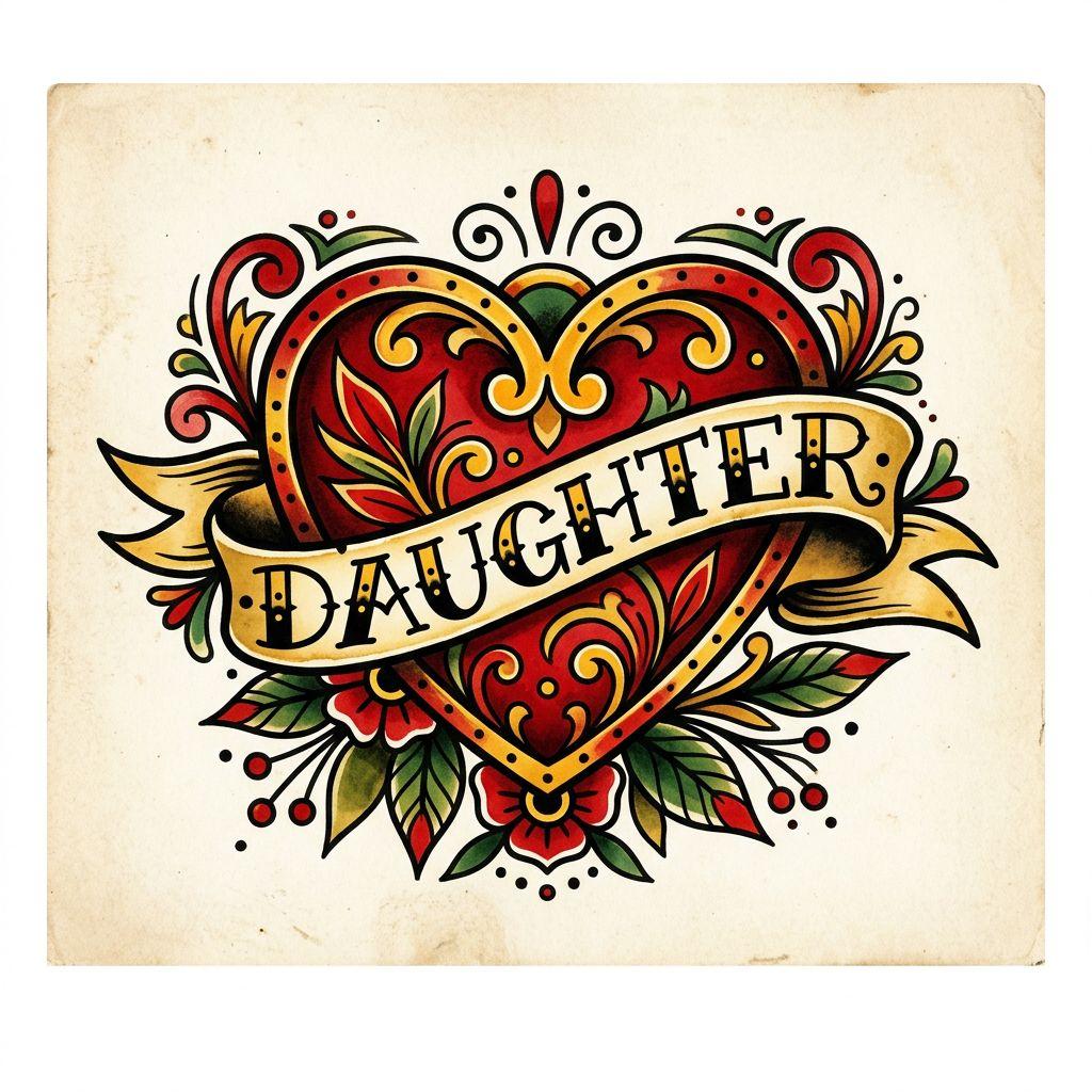 vater-tochter-tattoo old school herz