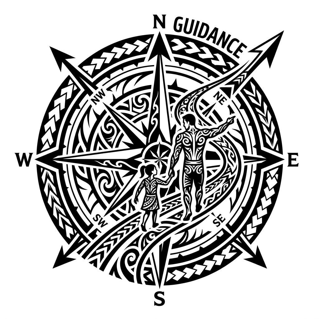vater-tochter-tattoo tribal kompass