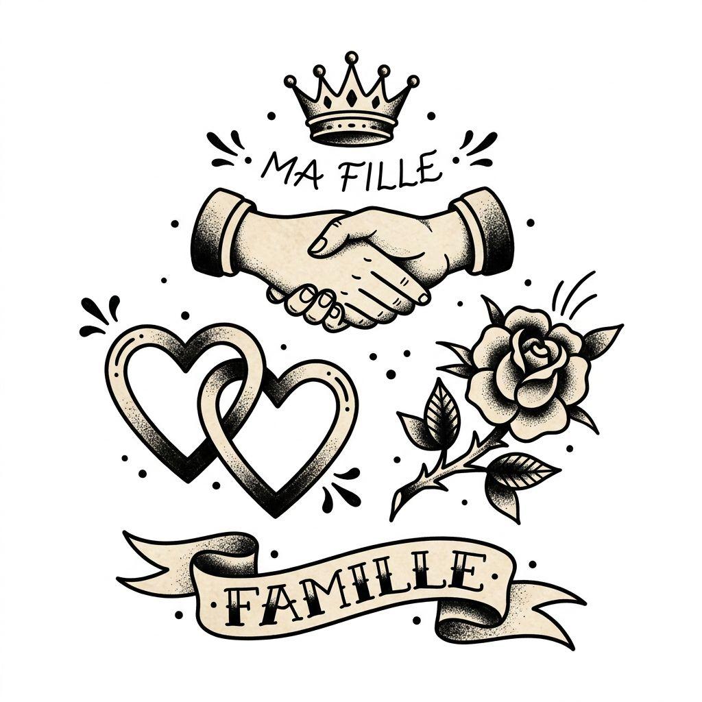 vater-tochter-tattoo familie flash patchwork