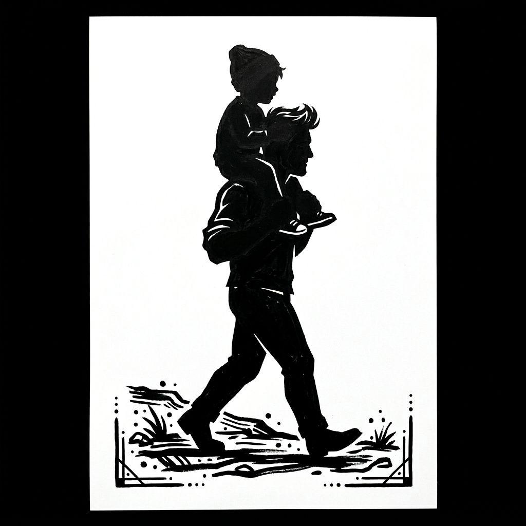 vater und sohn-tattoo blackwork-silhouette vater-sohn